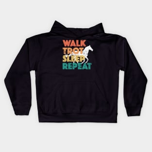 Walk Trot Sleep Repeat Horseback Horses Riding Equestrian Kids Hoodie